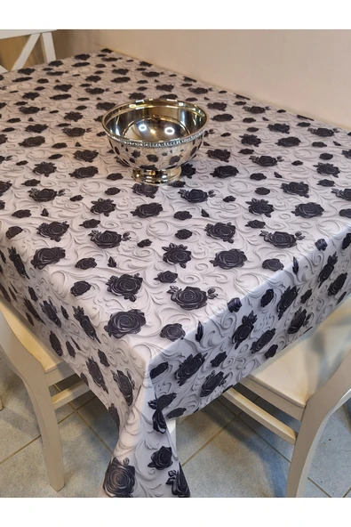 KUMAŞ DOKULU TABANI SİLİKONLU YIKANABİLİR SİLİNEBİLİR ÜTÜLENEBİLİR KAYMAZ DEKORATİF MASA ÖRTÜSÜ - Resim 3