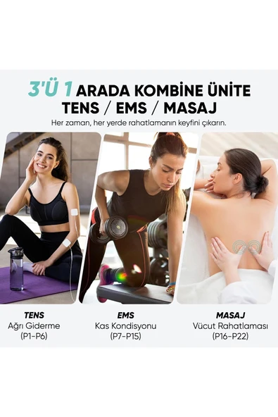 AC-933 PRO Şarj Edilebilir, Çift Kanallı 22 Programlı Profesyonel Tens Cihazı - Resim 3