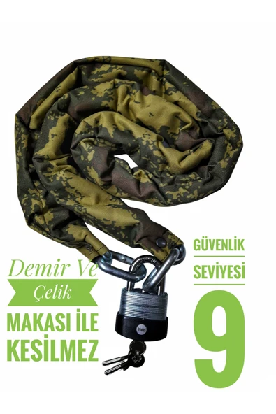 Vi Caro Strong Grade 10 mm 1 metre 20 cm Kesilmez motorsiklet Zincir Kilit Motor Kilidi  Motorsiklet Kilidi ürün görseli