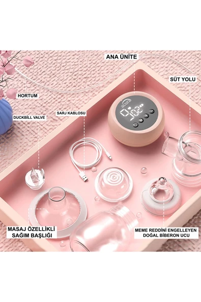 AC-3020 Şarjlı, LCD Ekranlı, Biberon Özellikli Çiftli Göğüs Pompası - Resim 4
