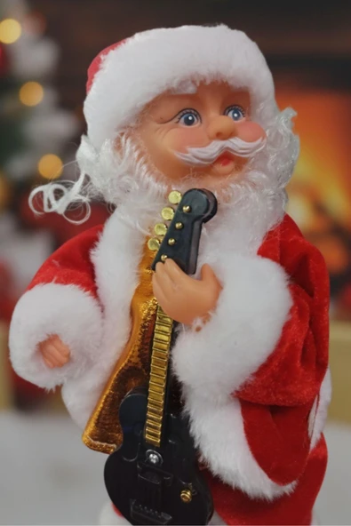 Yılbaşı Süsü Dans Eden Şarkı Söyleyen Noel Baba Biblo Figür 25cm - Aksesuarları ile - Resim 2