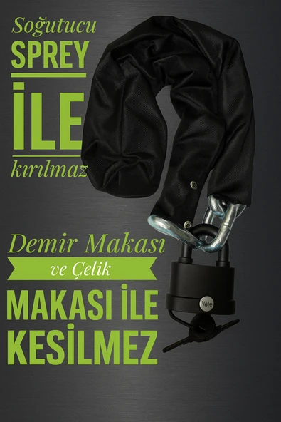 Vi Caro Grade80 10 Mm Kalınlık 2 Metre Kesilmez Motorsiklet Zincir Kilit Motor Kilidi Motosiklet kilidi - Resim 2