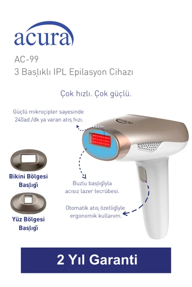 AC-99 Ultra Hızlı, 2 Başlıklı Sınırsız Atışlı Buz Lazer IPL Lazer Epilasyon Cihazı - Resim 3