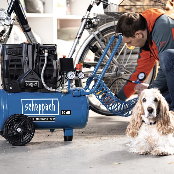 Scheppach HC25si Sessiz Kompresör 1100 W 8 Bar 24 Lt - 5906140901 - Resim 4