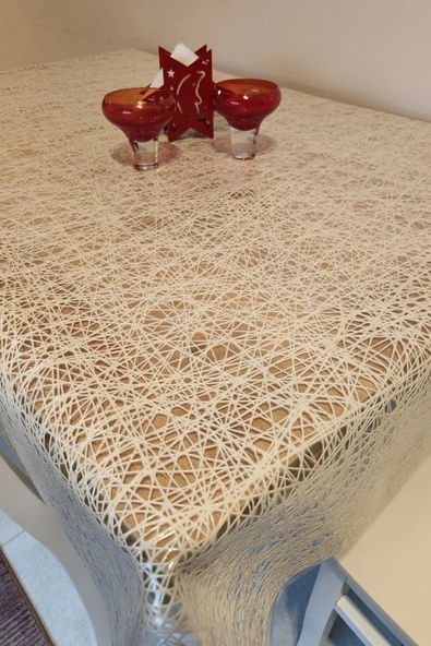 Krem Ithal Pvc Muşamba - Desenli Silinebilir Masa Örtüsü - Resim 2