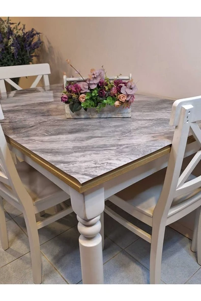 Kalın PVC Masa Koruyucu – 1.2 mm Mika Örtü, 80 cm En, Mermer Desen - Resim 11