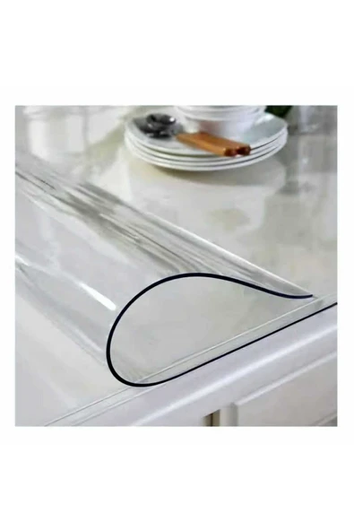 1.2 mm KALINLIK 90 cm en Şeffaf  Kalın PVS Masa Koruyucu Mika Masa Örtüsü - Resim 2