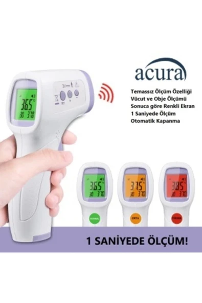 Temassız Kızılötesi Ateş Ölçer Renkli Ekranlı, Nesne Ve Vücut Ölçer Ac-9270 ürün görseli