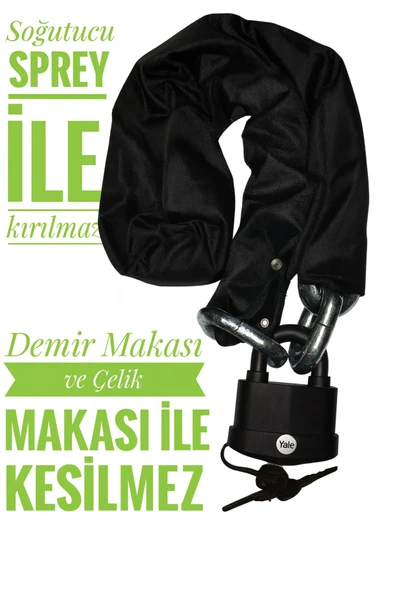 Vi Caro Grade80 10 Mm Kalınlık 2 Metre Kesilmez Motorsiklet Zincir Kilit Motor Kilidi Motosiklet kilidi ürün görseli