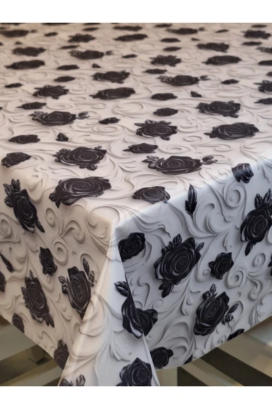 KUMAŞ DOKULU TABANI SİLİKONLU YIKANABİLİR SİLİNEBİLİR ÜTÜLENEBİLİR KAYMAZ DEKORATİF MASA ÖRTÜSÜ - Resim 5