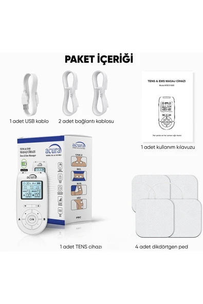 AC-933 PRO Şarj Edilebilir, Çift Kanallı 22 Programlı Profesyonel Tens Cihazı - Resim 5