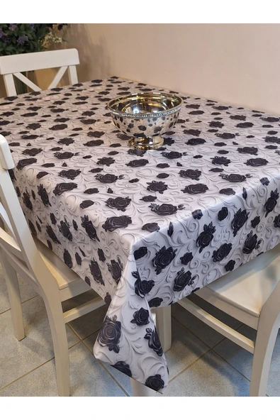 KUMAŞ DOKULU TABANI SİLİKONLU YIKANABİLİR SİLİNEBİLİR ÜTÜLENEBİLİR KAYMAZ DEKORATİF MASA ÖRTÜSÜ - Resim 2