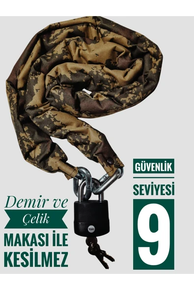 Vi Caro Seviye 9 13 mm 1 metre 50 cm Kesilmez motorsiklet Zincir Kilit Motor Kilidi  Motorsiklet Kilidi ürün görseli