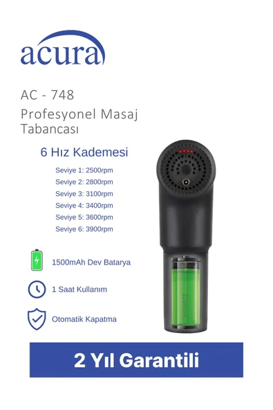 Ac-748 4 Başlıklı Profesyonel Masaj Tabancası - Resim 2