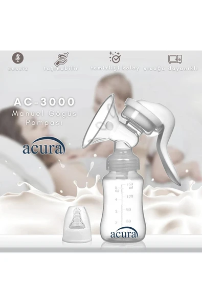 AC-3000 Masaj ve Biberon Özellikli Manuel Göğüs Pompası - Resim 2