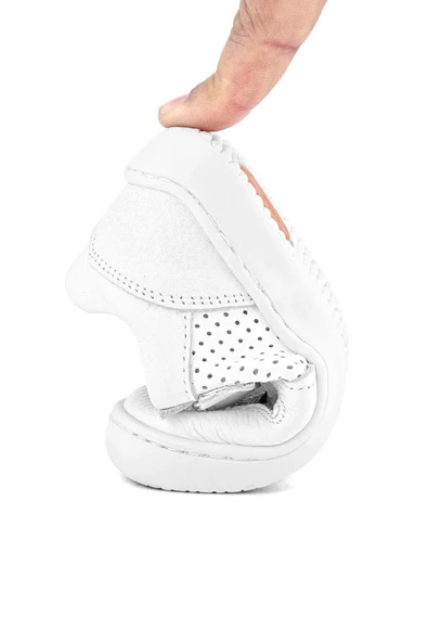 Rakerplus Bob Hakiki Deri Beyaz Barefoot Beyaz Tabanlı Cırtlı Bebek Sneaker Ayakkabı - Resim 9