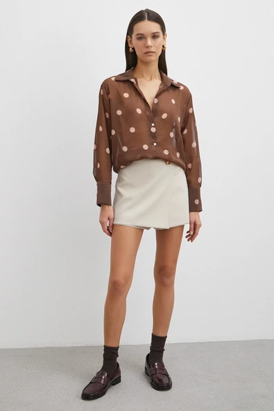 Desenli Yoryo Gömlek Kahve - Resim 2