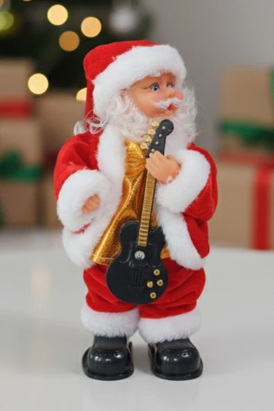 Yılbaşı Süsü Dans Eden Şarkı Söyleyen Noel Baba Biblo Figür 25cm - Aksesuarları ile - Resim 4