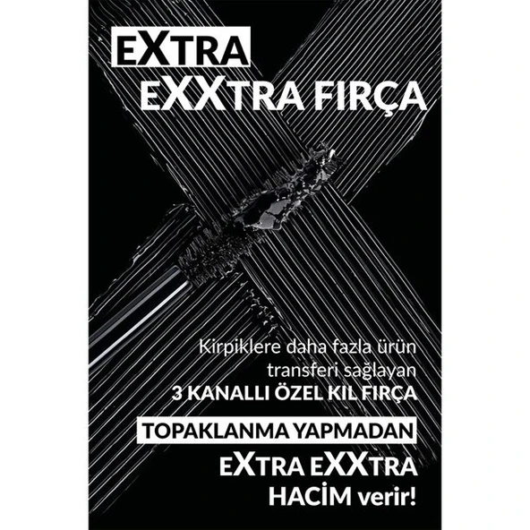Exxtravert Ekstra Hacim Veren Maskara 9,5ml Blackest Black - Resim 7
