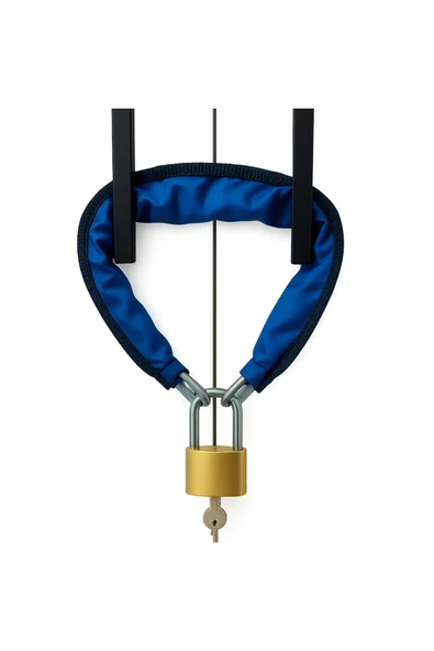 Vi Caro Mavi deri kılıflı 1 Kalite Zincirli Kilit Yurt Spor Salonu Dolap Kilidi Dayanıklı Asma Kilit 32 cm ürün görseli