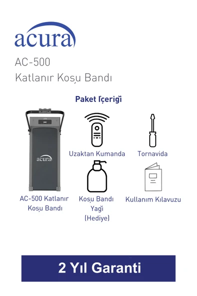 AC-500 Bluetoothlu, Hoparlörlü, Uzaktan Kumandalı Katlanır Koşu Bandı - Resim 5