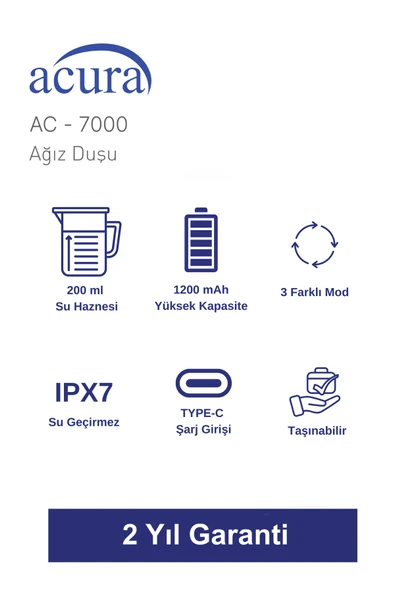 AC-7000 Şarjlı 4 Başlıklı Ağız Duşu - Resim 3