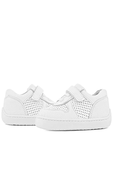 Rakerplus Bob Hakiki Deri Beyaz Barefoot Beyaz Tabanlı Cırtlı Bebek Sneaker Ayakkabı - Resim 8