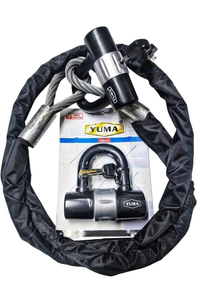 Vi Caro U Bar Kilitli 10 Mm 1.5 Metre Çelik Halat Motorsiklet Zincir Kilit Scooter Kilidi Motor Kilidi - Resim 2