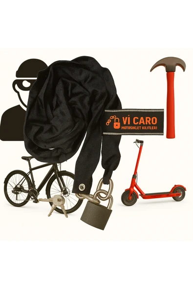 Vi Caro 6 mm Kalınlık 1 metre uzunluk Bisiklet kilidi E scooter kilidi çok amaçlı zincir kilit - Resim 6