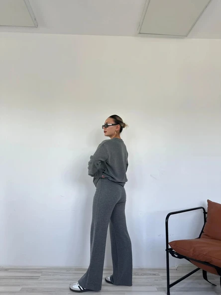 Kadın Dokuma Eşofman Takımı Antrasit - Resim 4