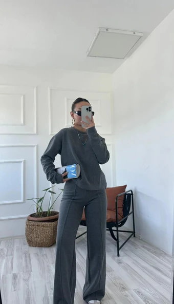 Kadın Dokuma Eşofman Takımı Antrasit ürün görseli 1