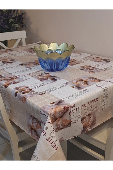 Elyaflı Pvc Muşamba - Desenli Silinebilir Masa Örtüsü ( KAHVE) - Resim 10