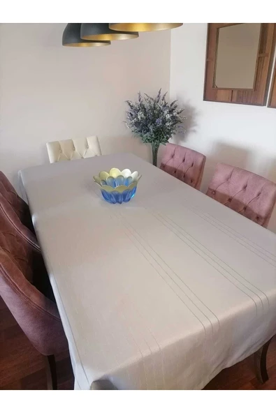 Gri Dertsiz Leke ve Kir Tutmayan Kumaş Masa Örtüsü ürün görseli