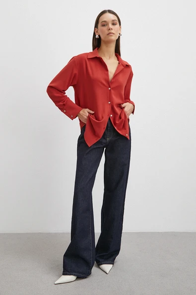 Basic Polyester Gömlek Kiremit - Resim 2