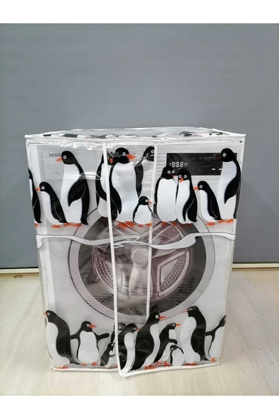 Penguen2 Desenli Şeffaf Çamaşır Makinesi Örtüsü (0,18 Mm Kalınlığında) ürün görseli