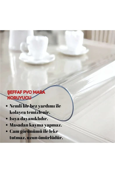 1.2 mm KALINLIK 120 cm en Şeffaf  Kalın PVS Masa Koruyucu Mika Masa Örtüsü - Resim 4