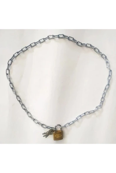 KOLUMAN Yeni 100cm Zincirli Kilit 32mm Asma Kilit 3 Yedekli 3mm Zincir - Resim 2