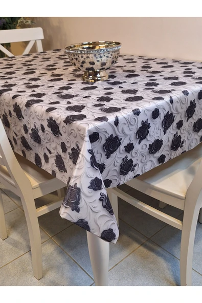 KUMAŞ DOKULU TABANI SİLİKONLU YIKANABİLİR SİLİNEBİLİR ÜTÜLENEBİLİR KAYMAZ DEKORATİF MASA ÖRTÜSÜ ürün görseli