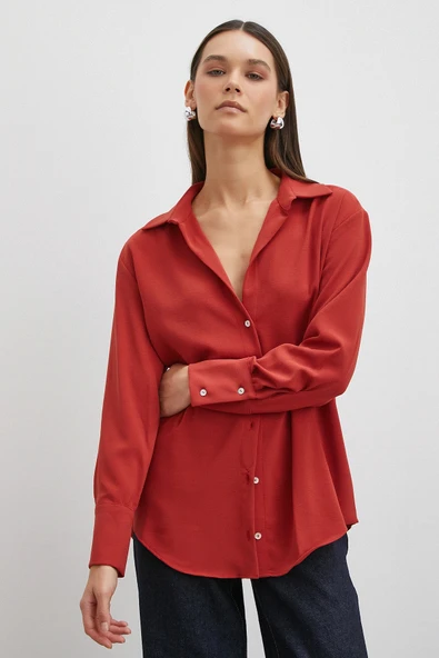 Basic Polyester Gömlek Kiremit - Resim 4