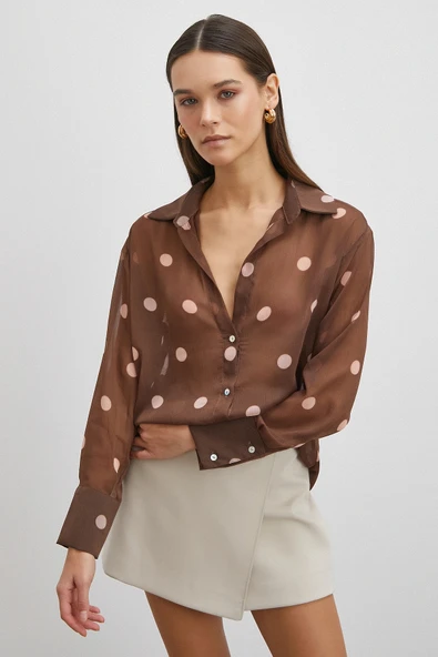 Desenli Yoryo Gömlek Kahve ürün görseli