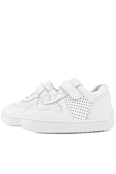 Rakerplus Bob Hakiki Deri Beyaz Barefoot Beyaz Tabanlı Cırtlı Bebek Sneaker Ayakkabı - Resim 6