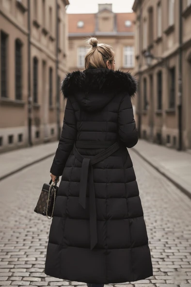 Günlük Kışlık Tam Boy Kadın Şişme Mont - Resim 4