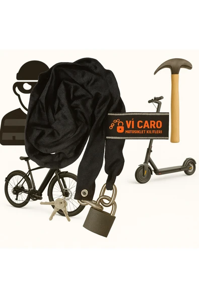 Vi Caro 6 mm Kalınlık 1 metre uzunluk Bisiklet kilidi E scooter kilidi çok amaçlı zincir kilit - Resim 2