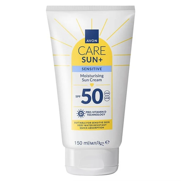 Avon Care Sun+ Sensitive Moisturising Hassas çiltler için Güneş Kremi SPF50 150ml ürün görseli