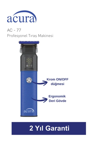 AC-77 Titanyum Seramik Bıçaklı Profesyonel Sakal Ense Tıraş Makinesi - Resim 3