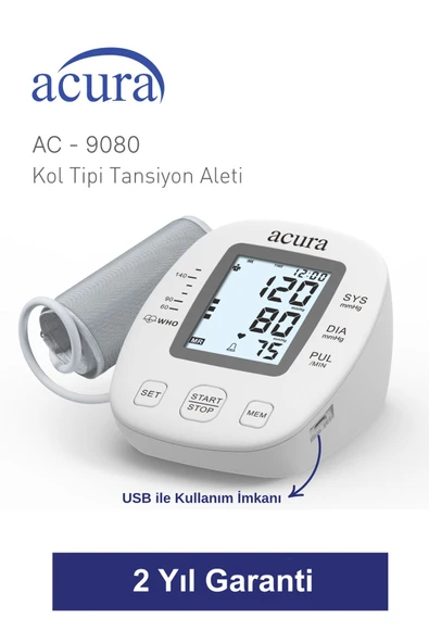 Ac-9080 199 Hafızalı Tam Otomatik Koldan Ölçer Tansiyon Aleti Çanta Hediyeli - Resim 4