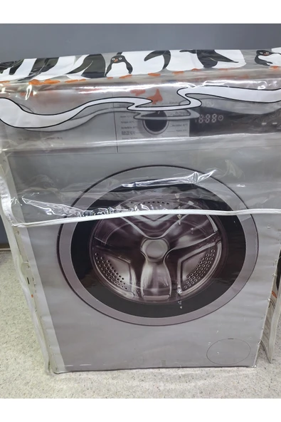 Fermuarlı Çamaşır ve Kurutma Makinesi Örtüsü [Penguen desenli] - Resim 5