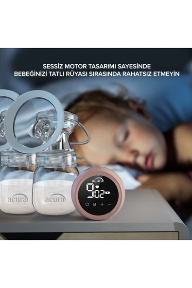 AC-3020 Şarjlı, LCD Ekranlı, Biberon Özellikli Çiftli Göğüs Pompası - Resim 5