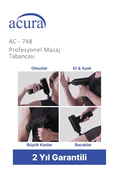 Ac-748 4 Başlıklı Profesyonel Masaj Tabancası - Resim 5