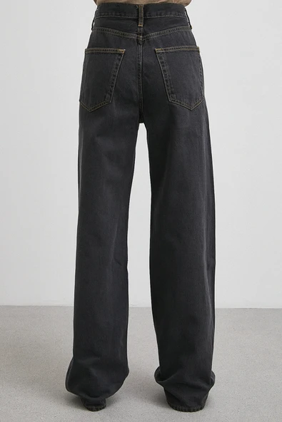 Beş Cepli Yüksek Bel Jean Siyah - Resim 6